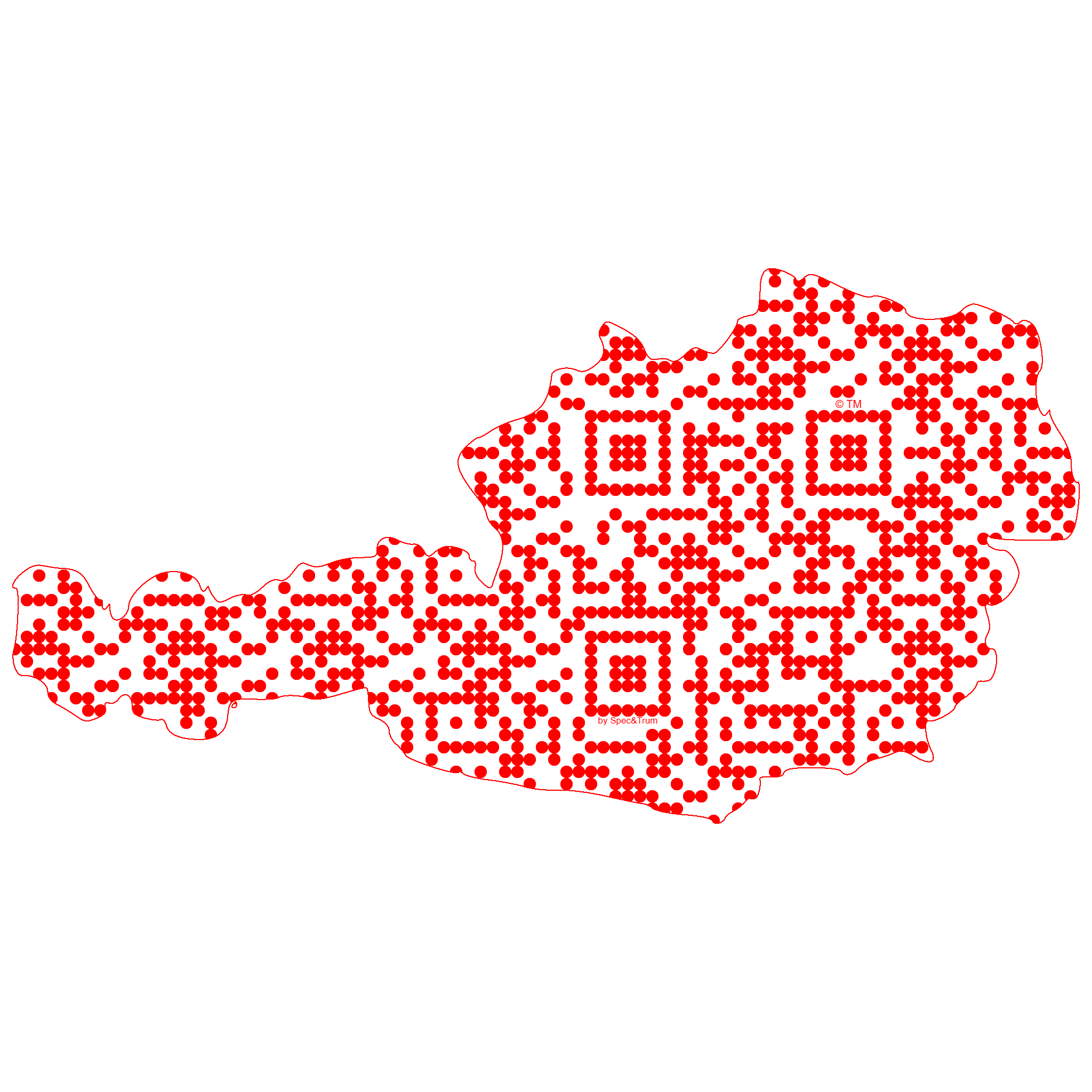 Symbolic digital artefact representing Austria cultural identity through pixel-based visual structure.