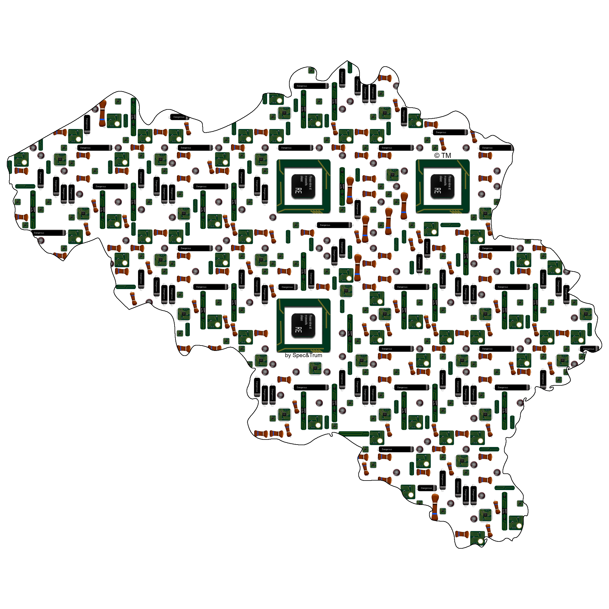 Symbolic digital artefact representing Belgium cultural identity through pixel-based visual structure.