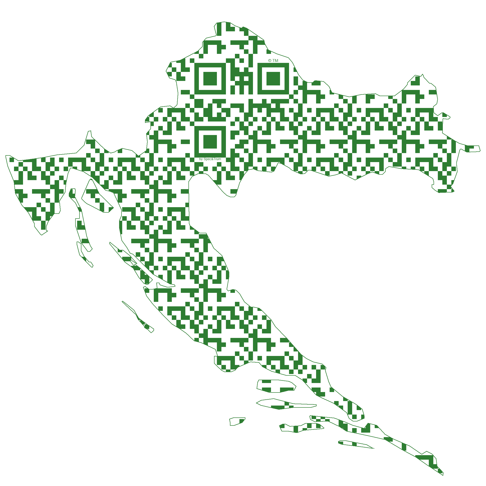 Symbolic digital artefact representing Croatia cultural identity through pixel-based visual structure.