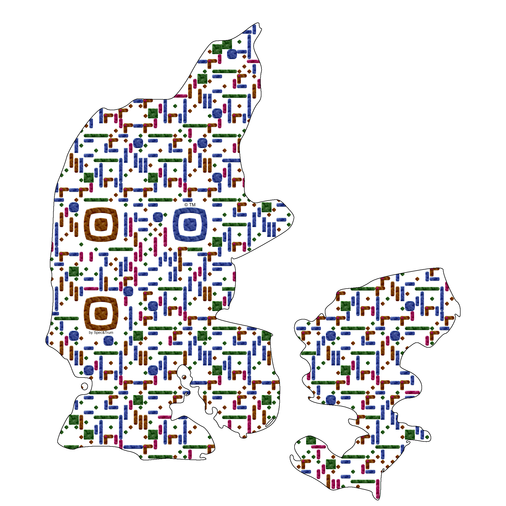 Symbolic digital artefact representing Denmark cultural identity through pixel-based visual structure.