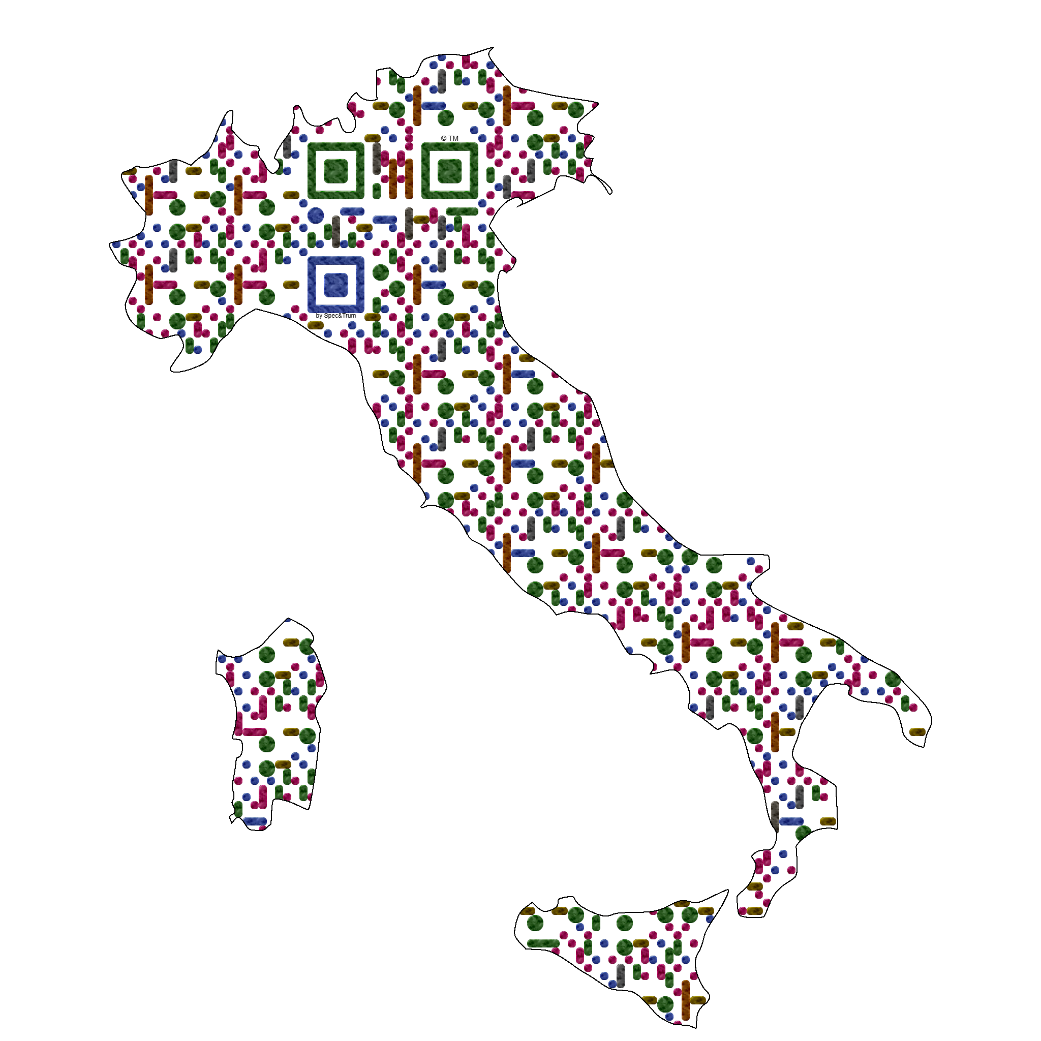 Symbolic digital artefact representing Italy cultural identity through pixel-based visual structure.