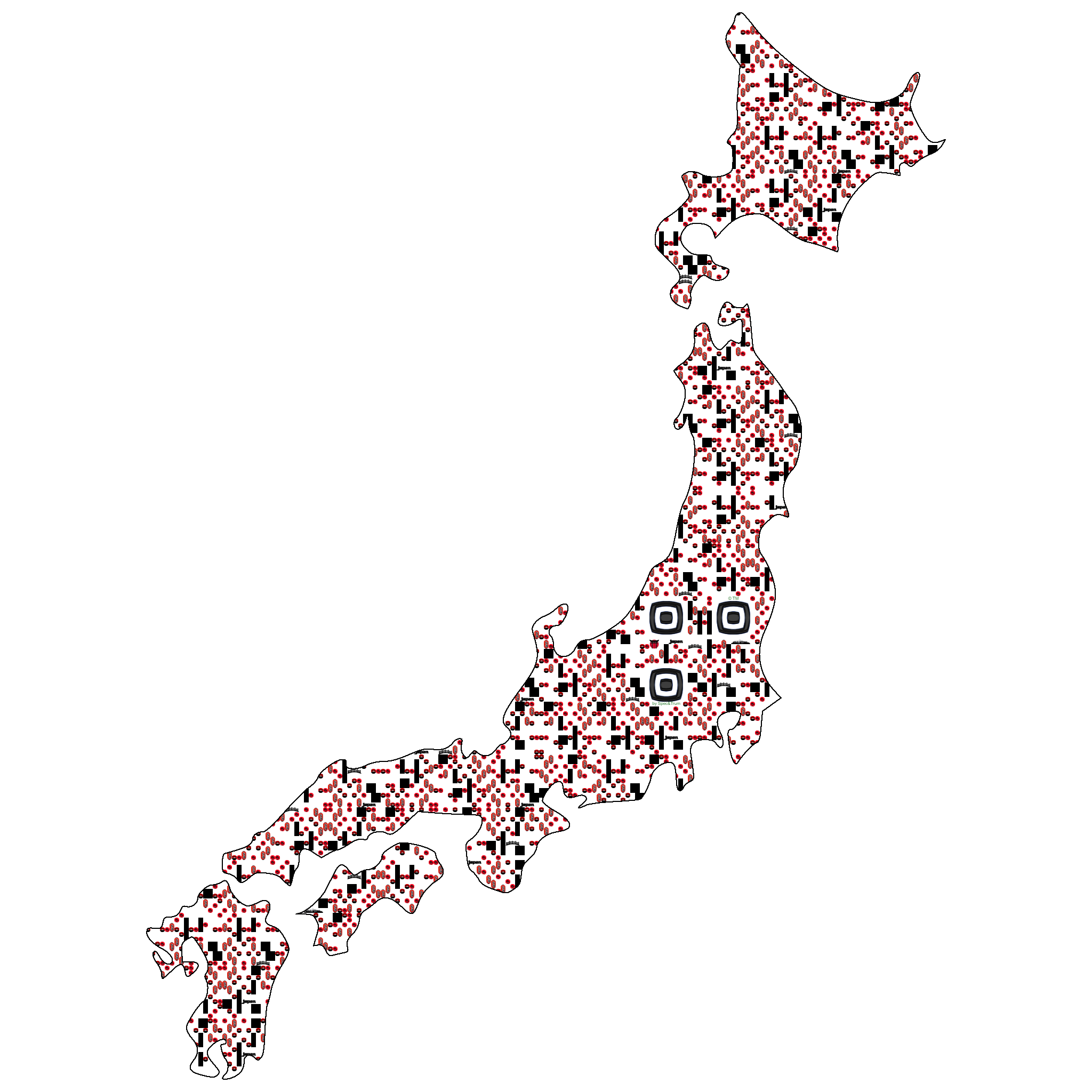 Symbolic digital artefact representing Japan cultural identity through pixel-based visual structure.