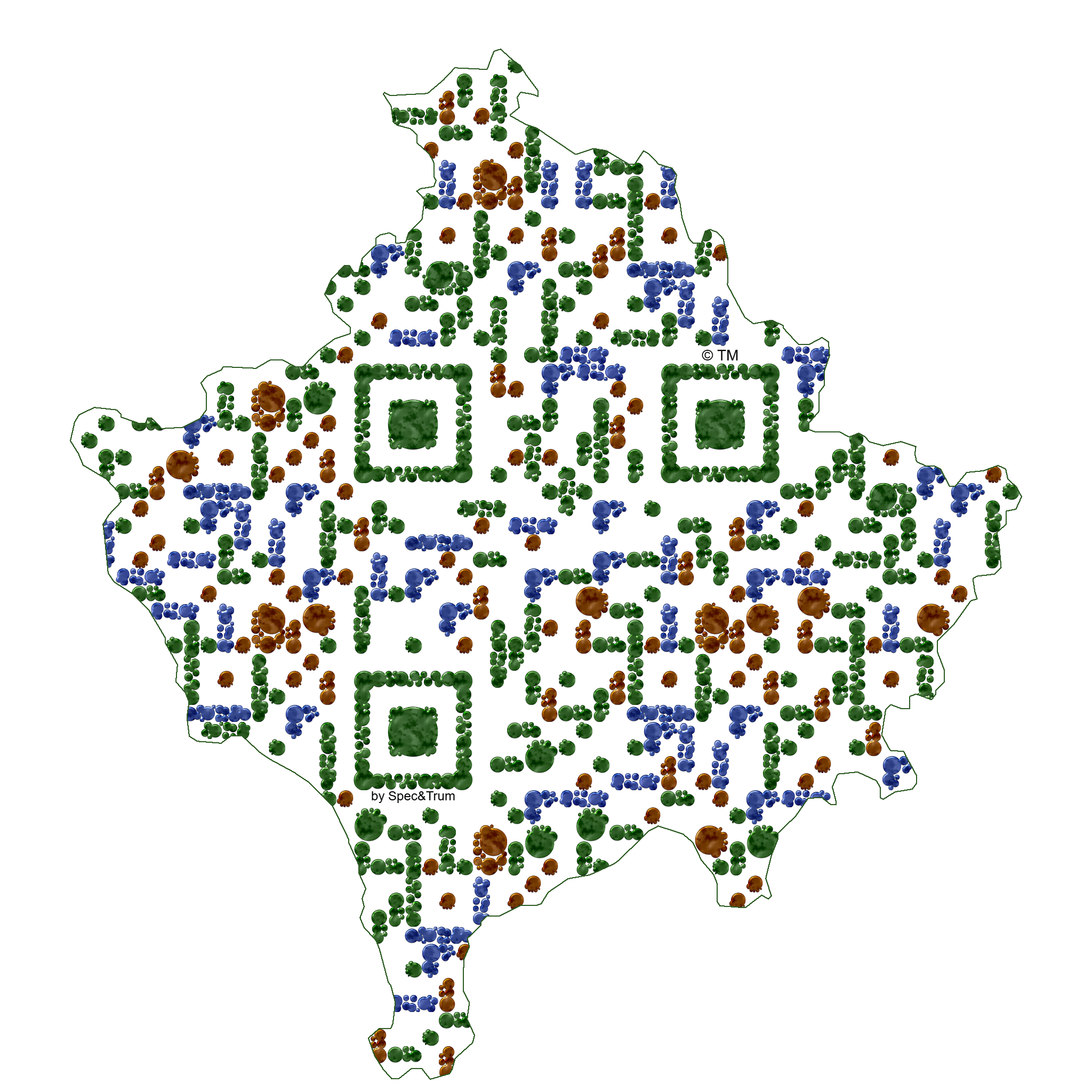 Symbolic digital artefact representing Kosovo cultural identity through pixel-based visual structure.