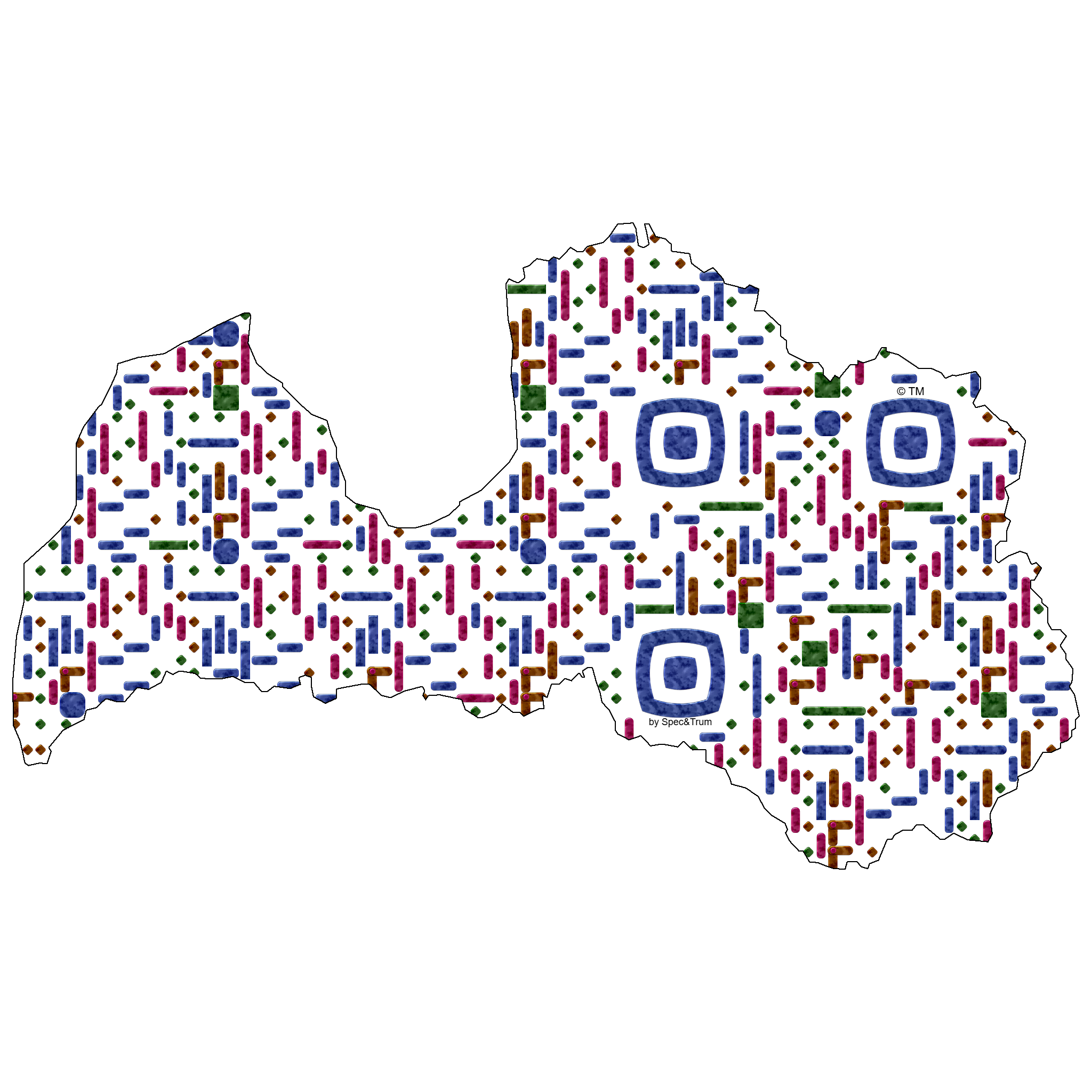 Symbolic digital artefact representing Latvia cultural identity through pixel-based visual structure.