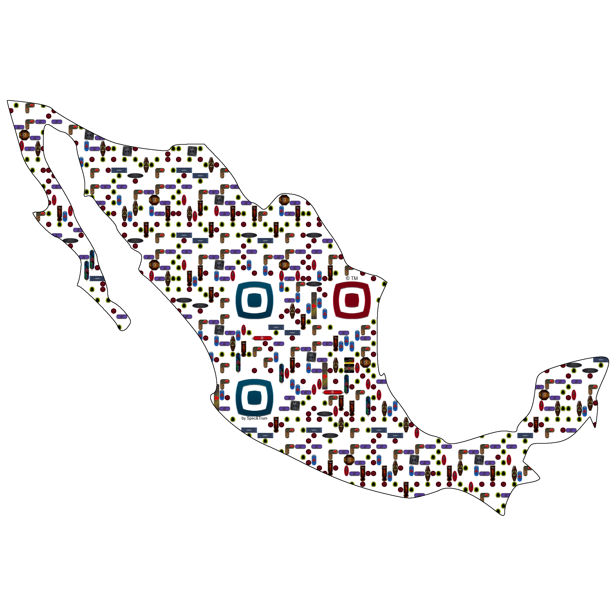 Symbolic digital artefact representing Mexico cultural identity through pixel-based visual structure.