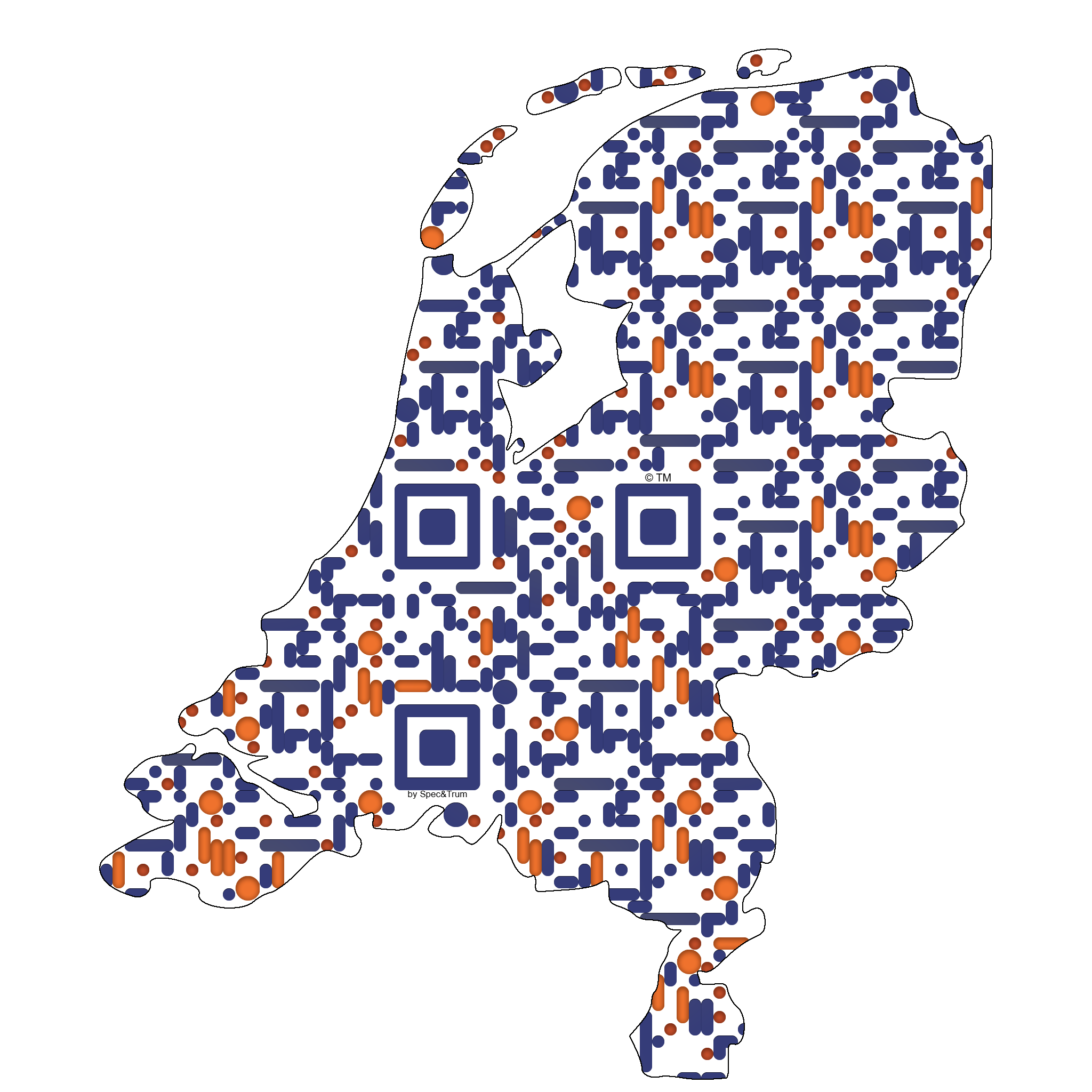 Symbolic digital artefact representing Netherlands cultural identity through pixel-based visual structure.