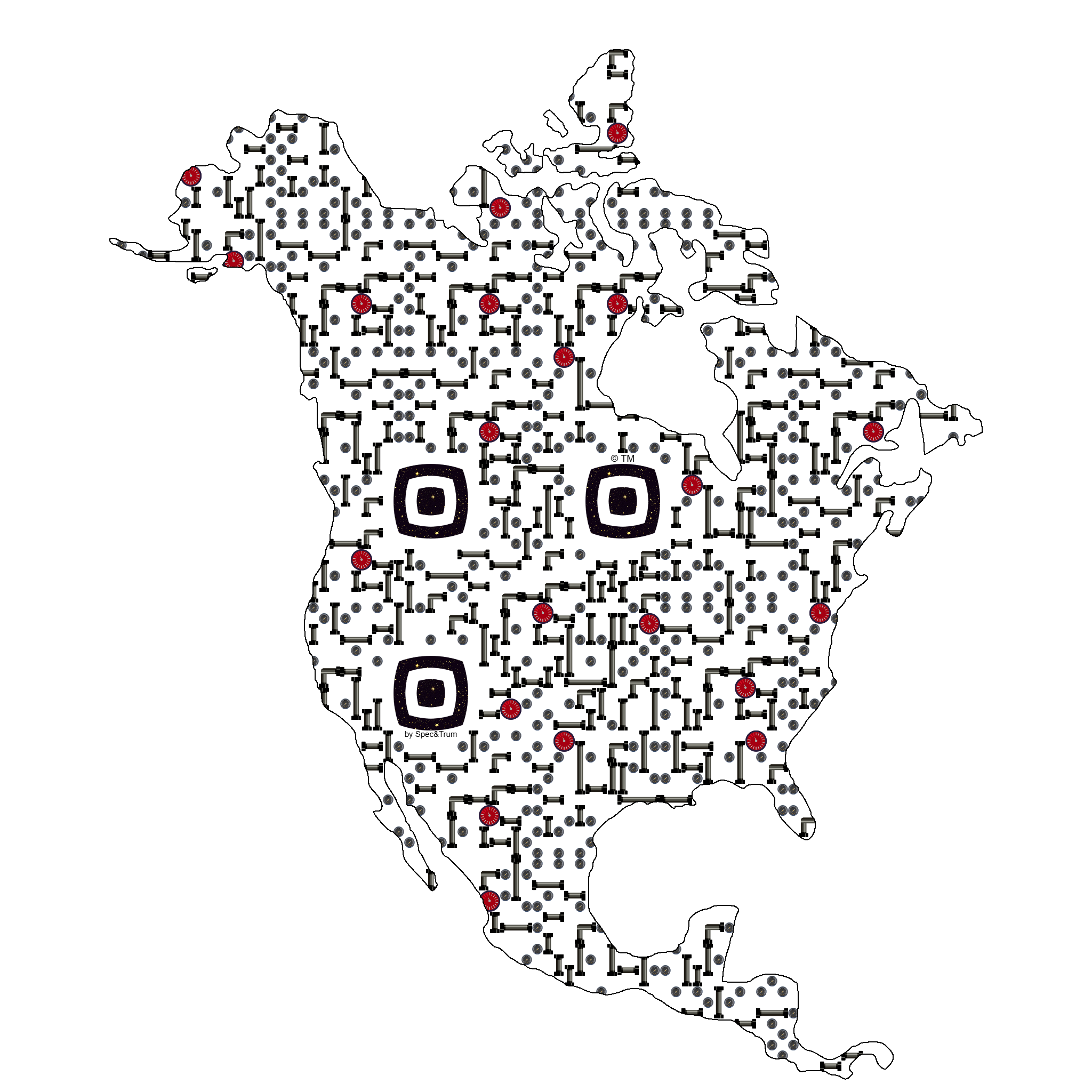Symbolic digital artefact representing North America cultural identity through pixel-based visual structure.