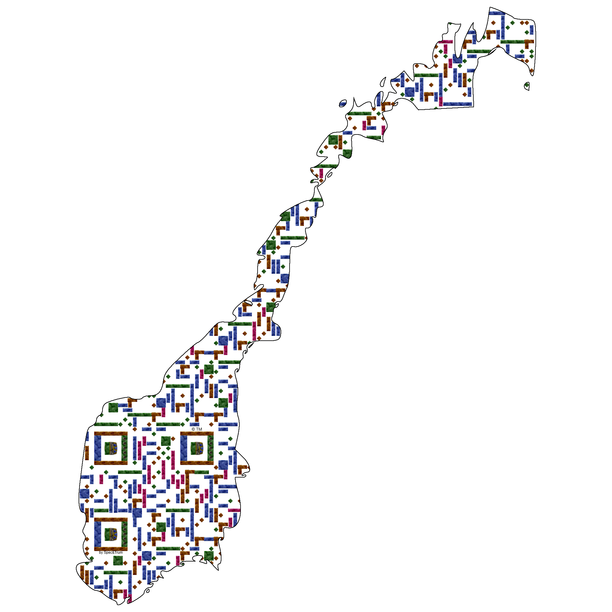 Symbolic digital artefact representing Norway cultural identity through pixel-based visual structure.