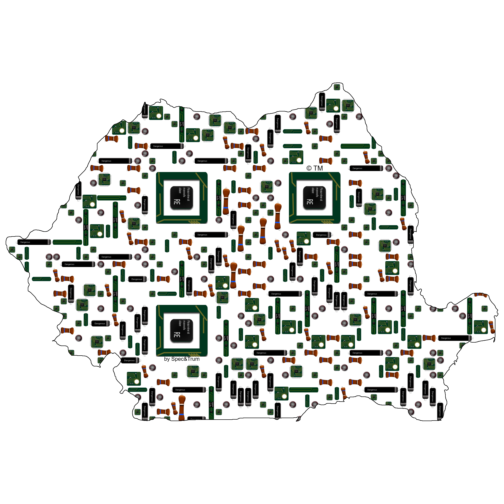 Symbolic digital artefact representing Romania cultural identity through pixel-based visual structure.