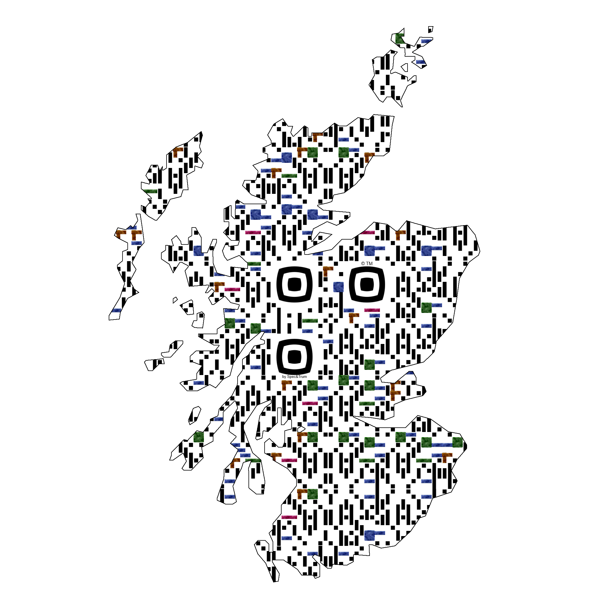 Symbolic digital artefact representing Scotland cultural identity through pixel-based visual structure.