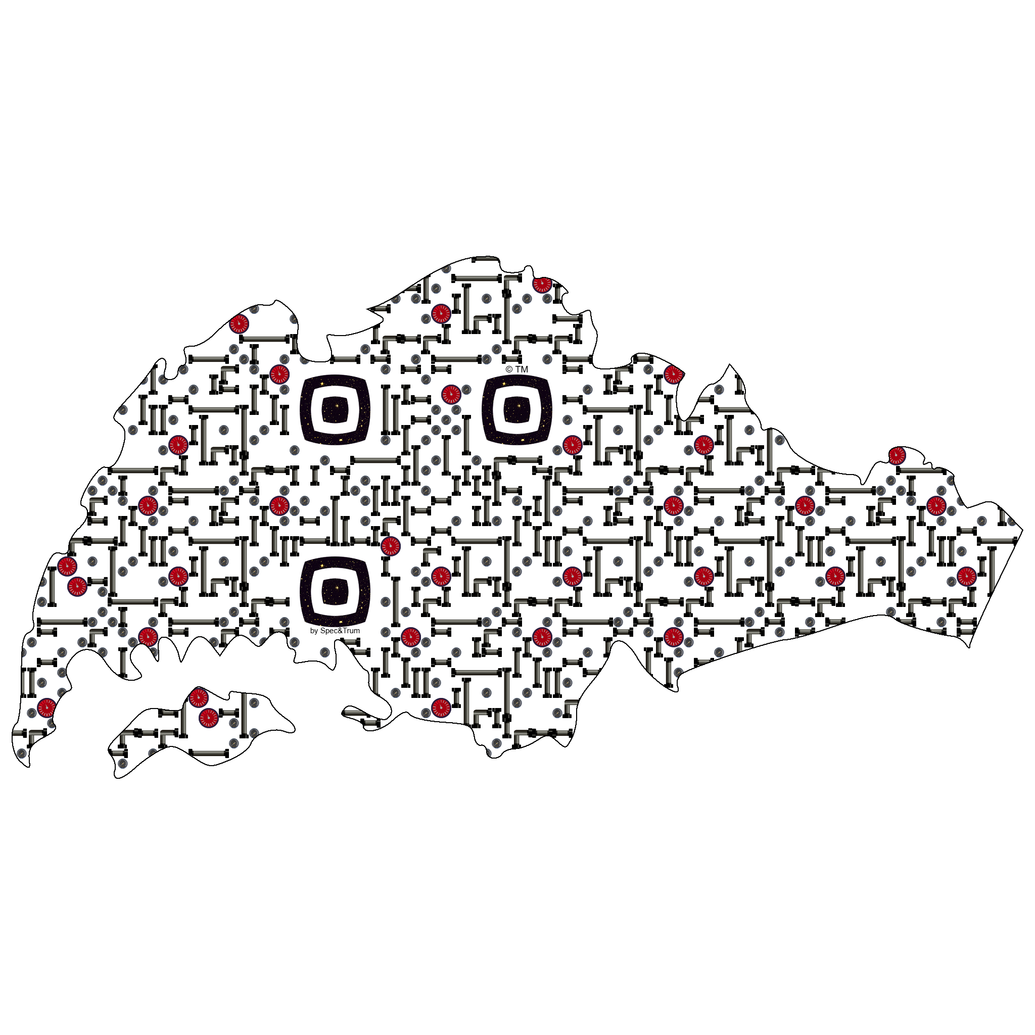 Symbolic digital artefact representing Singapore cultural identity through pixel-based visual structure.