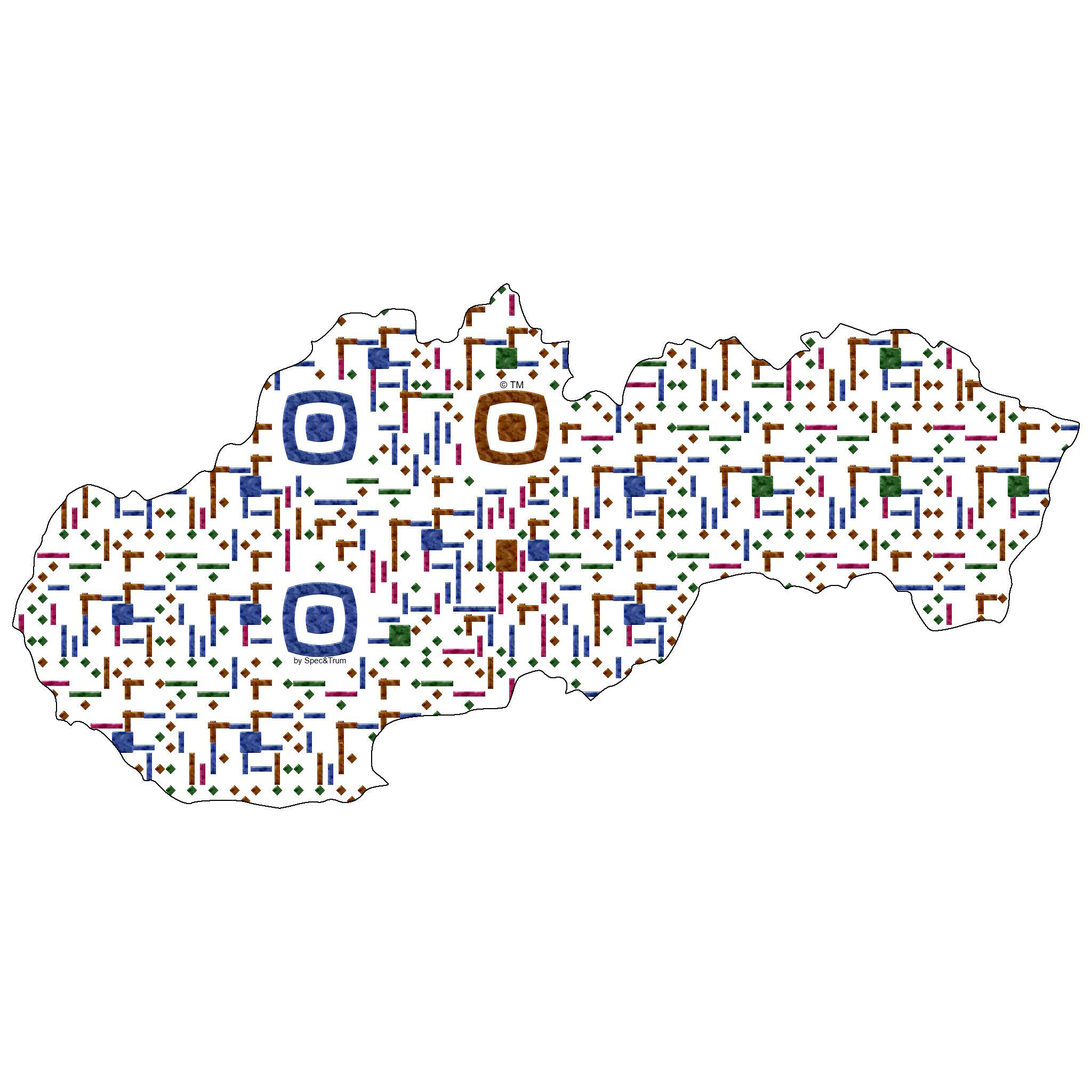 Symbolic digital artefact representing Slovakia cultural identity through pixel-based visual structure.