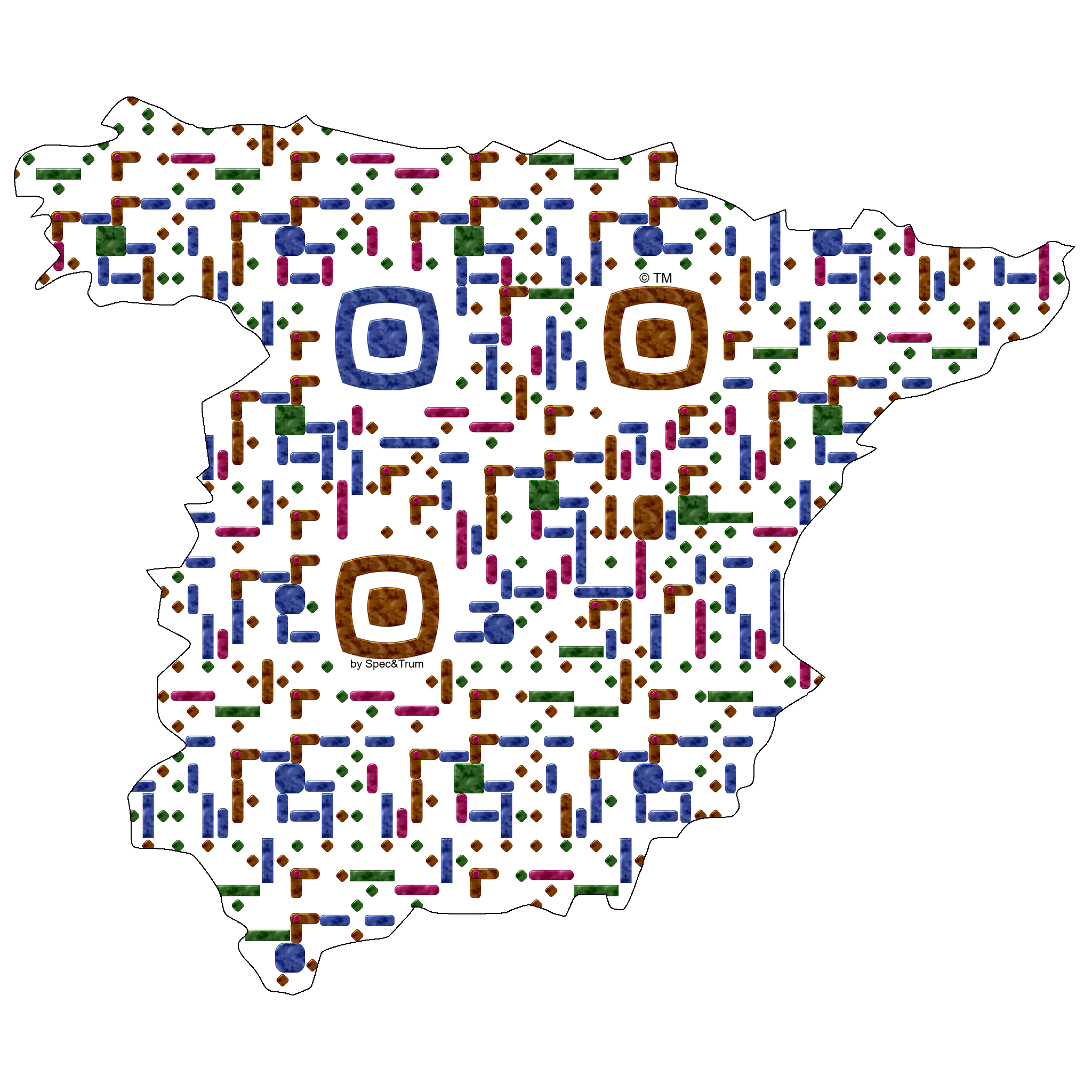 Symbolic digital artefact representing Spain cultural identity through pixel-based visual structure.