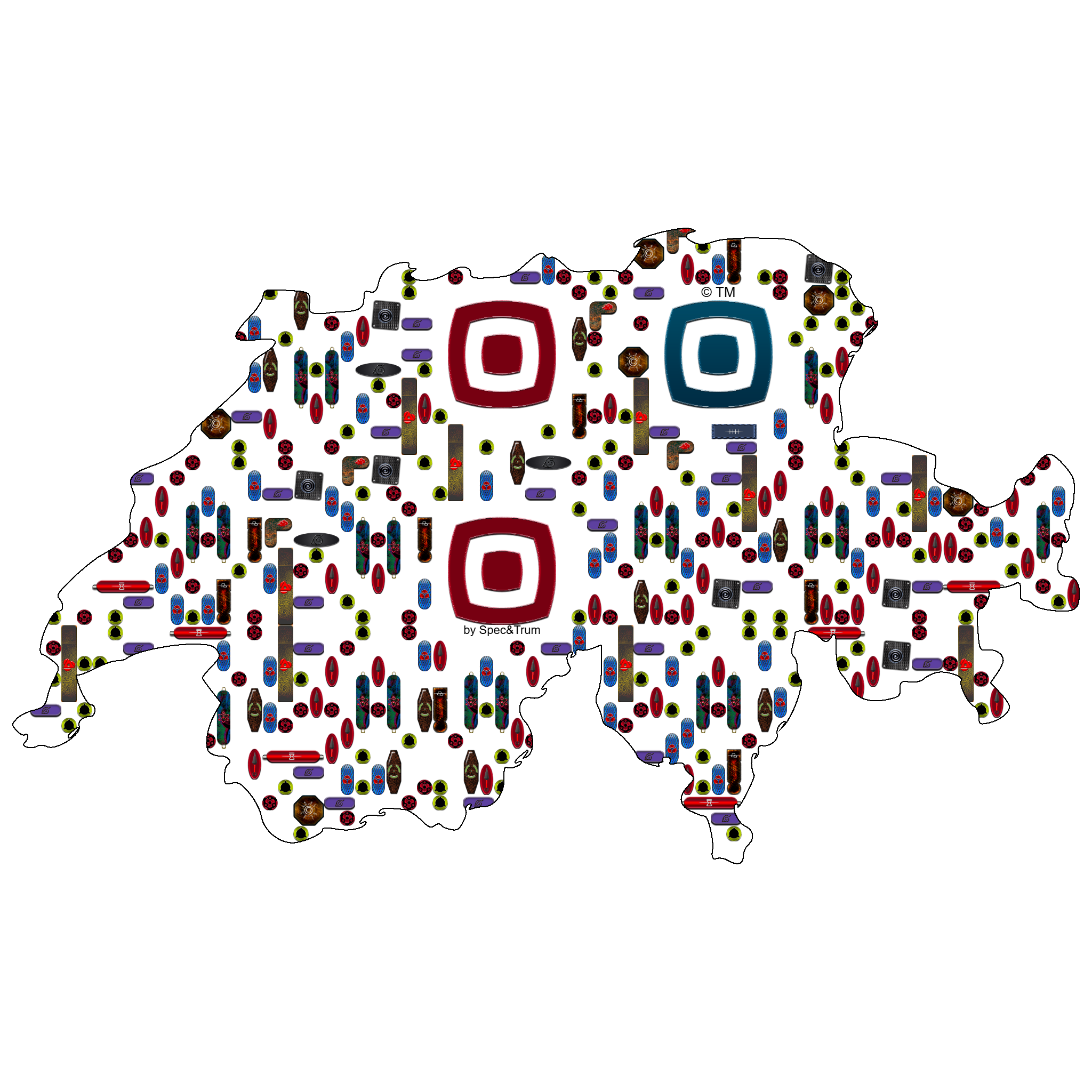 Symbolic digital artefact representing Switzerland cultural identity through pixel-based visual structure.