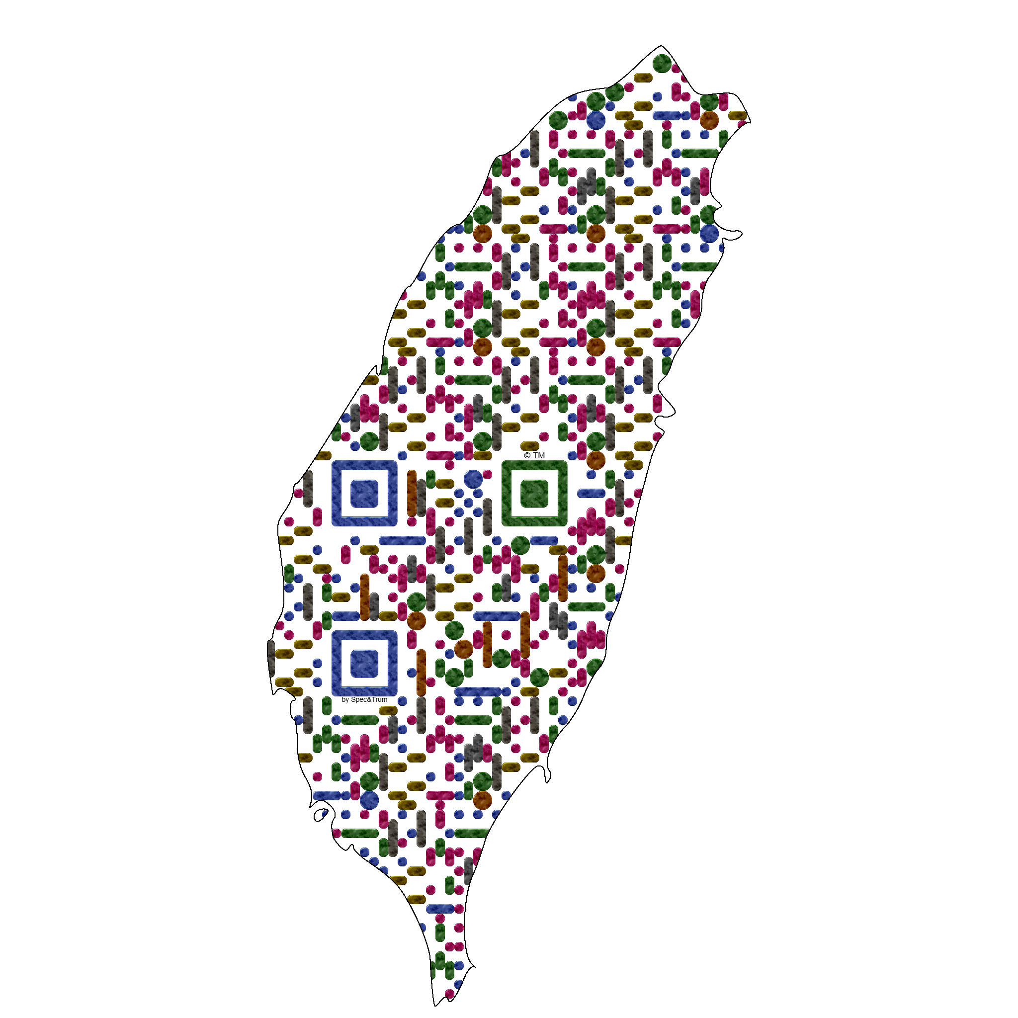 Symbolic digital artefact representing Taiwan cultural identity through pixel-based visual structure.